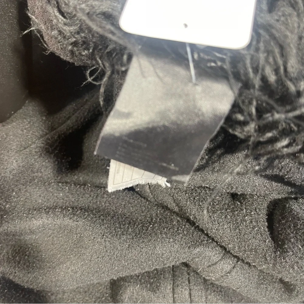 Halloween Bat costume Black Faux Fur Trim Poncho